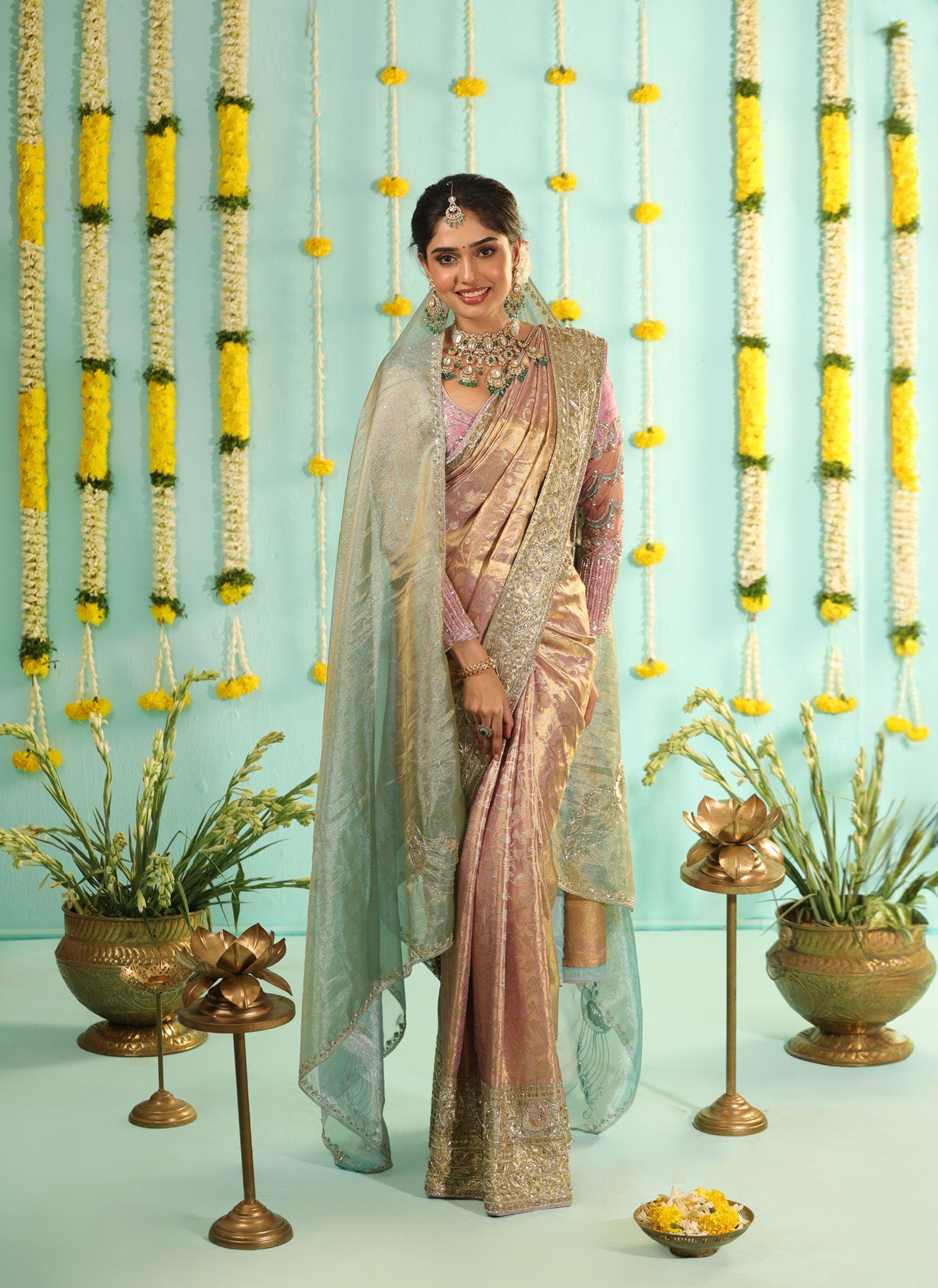 Chithirai series - pastel pink muhurtham saree