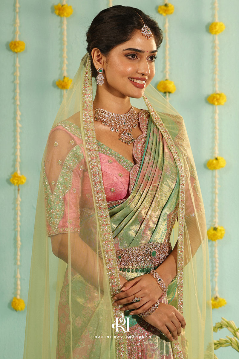 Chithirai series - pastel green and pink muhurtham saree