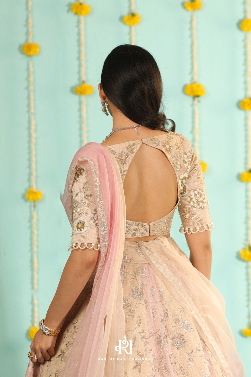 Misty Pink - Raw Silk Banrasi Lehanga