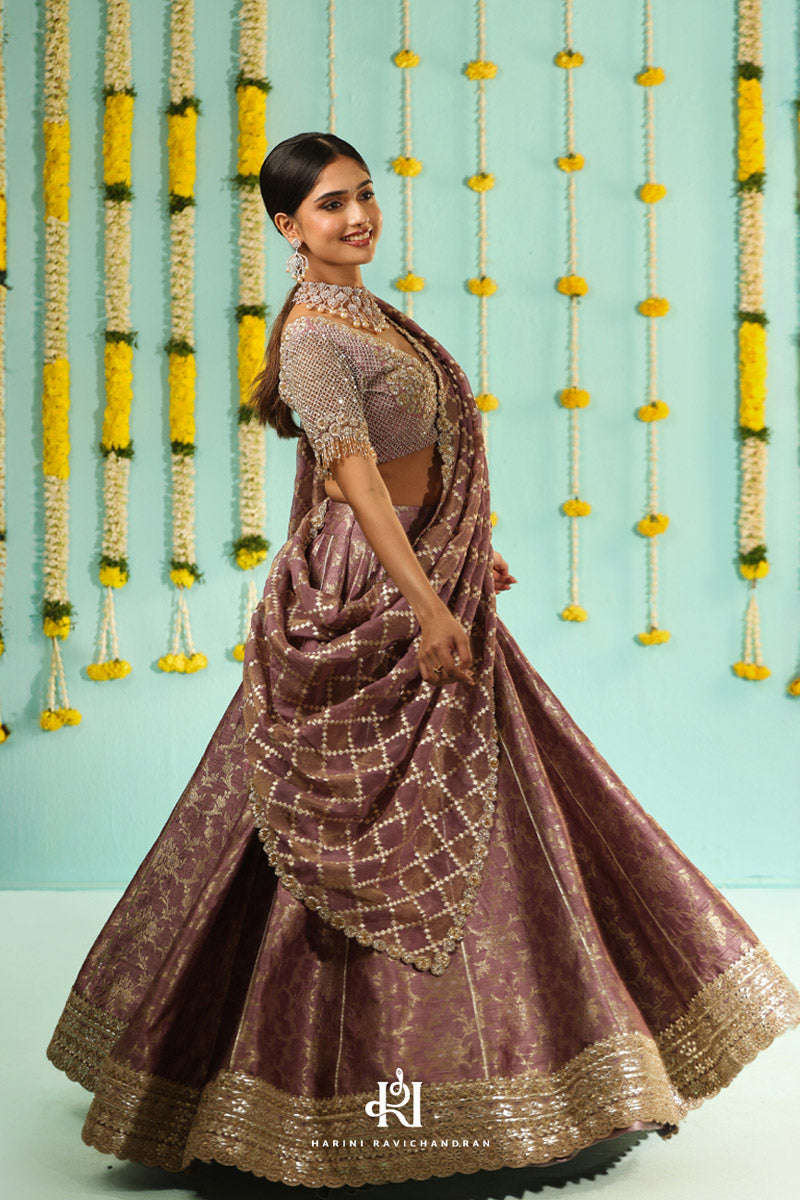 Lavandula - Raw Silk Banarasi Lehanga