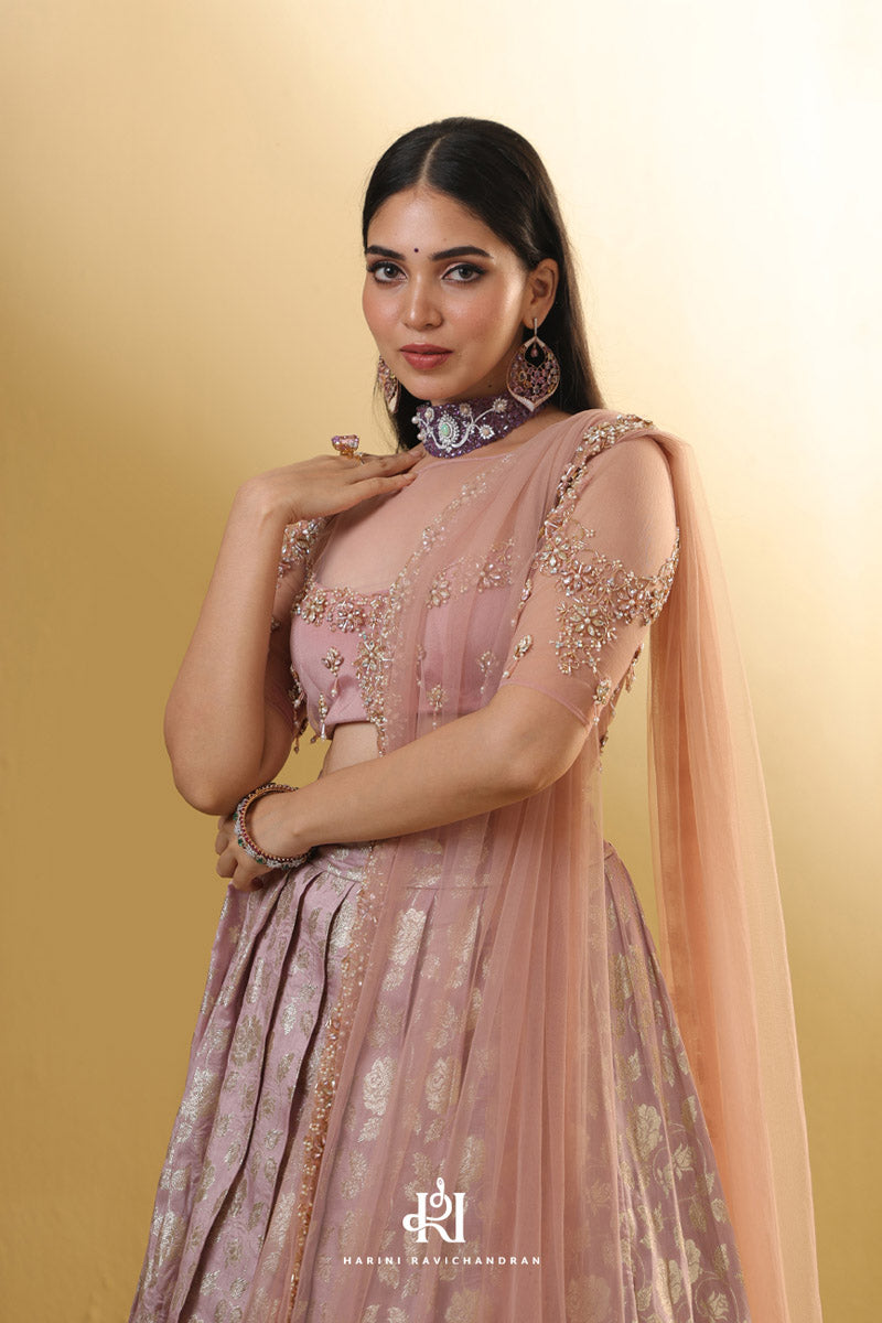 Lilac pearl -chanderi tussar lilac half saree