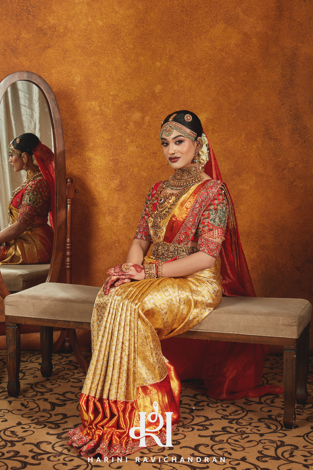 Chithirai series - gold and red  bridal muhurtham saree