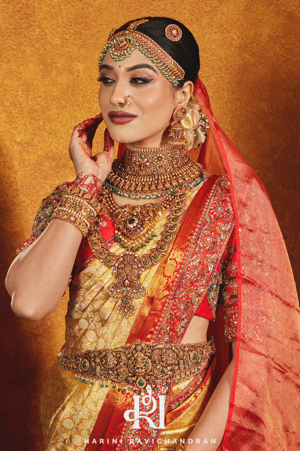 Chithirai series - gold and red  bridal muhurtham saree