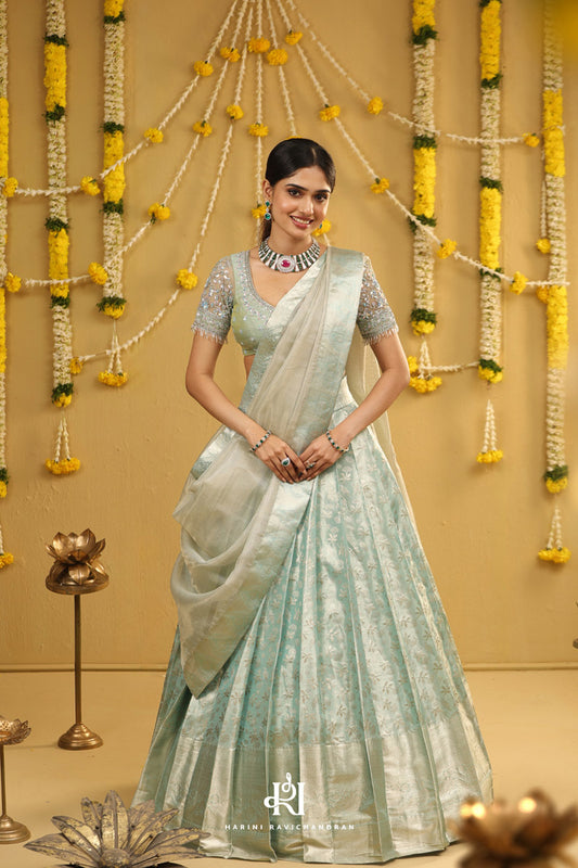 Neelam - kanjivaram half saree in pastel blue