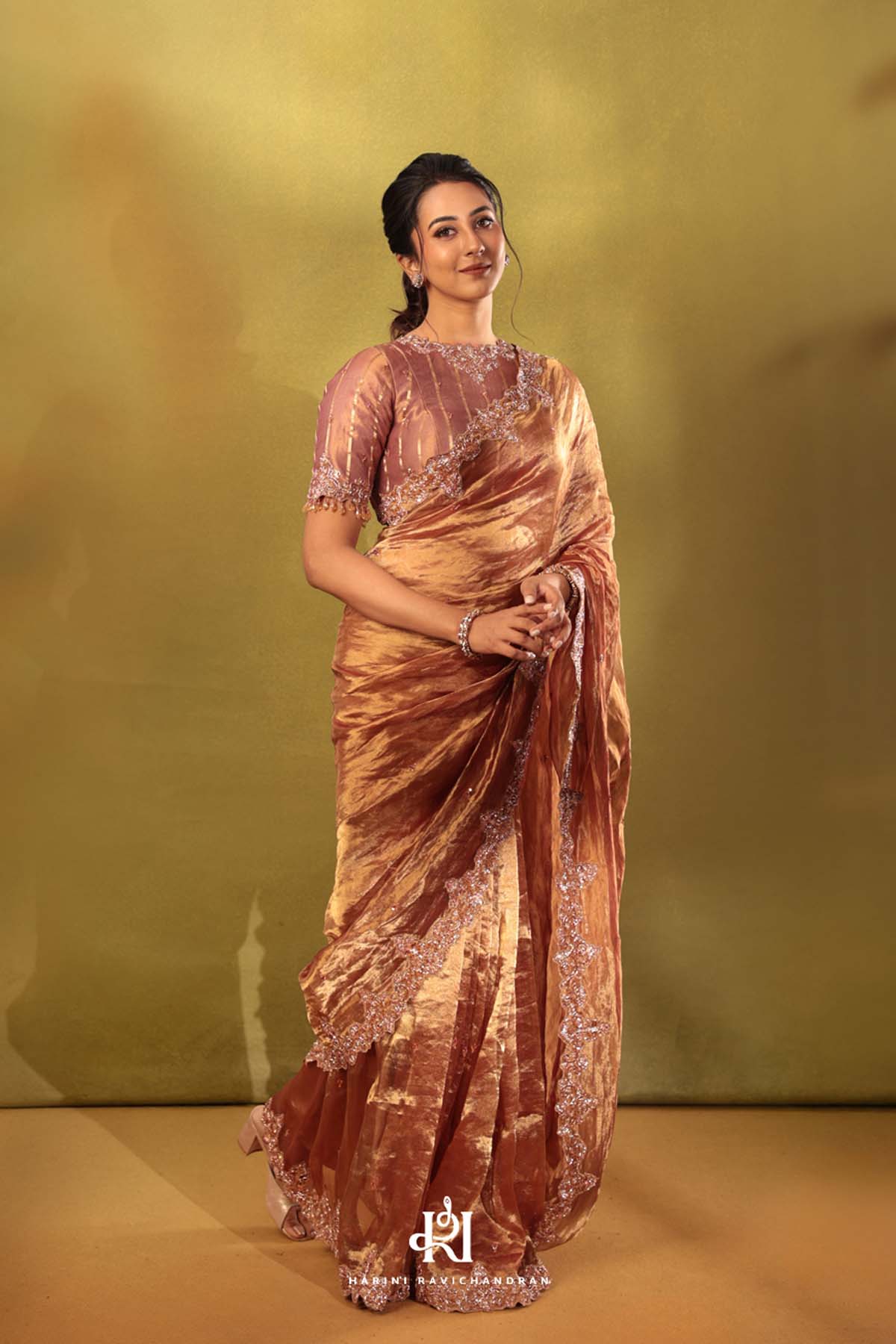 The varaha series -Rose Gold tissue saree